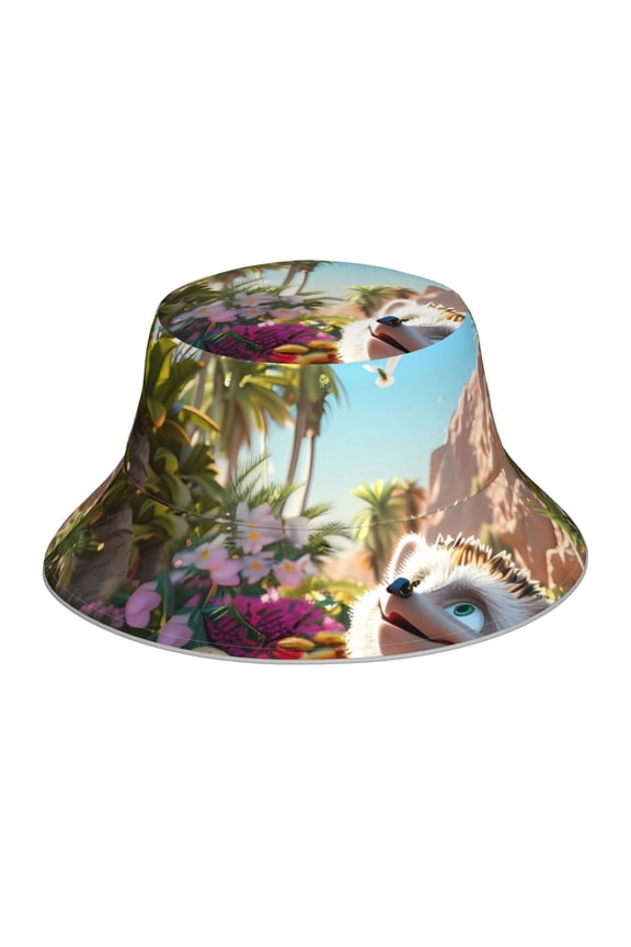 Playful Hedgehog Forest Pond Print Men and Women Night Reflective Hat Runner Cap Visor Bucket Hat Boonie Cap