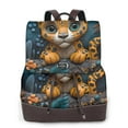 thumbnail image 1 of Xecao Playful Leopard Art Print Large Backpack Soft Leather for Women Travel with Compartment, Adjustable Convertible Strap, 1 of 4