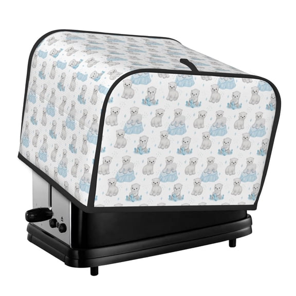 Xecao Playful Polar Bear Pals Print 4 Slice Toaster Cover with Pockets, Small Appliance Cover, Dust and Fingerprint Protection, Machine Washable
