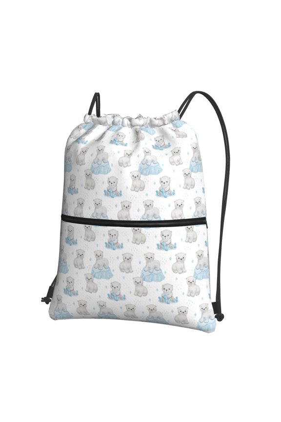 Playful Polar Bear Pals for Drawstring Bags,Pull String Backpack Bags,String Bag Sackpack