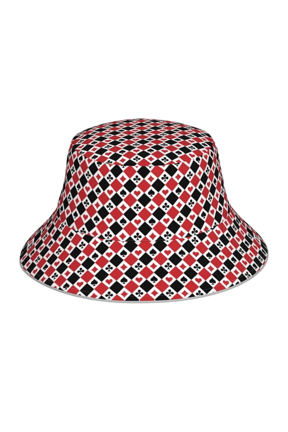 Playing Cards Print Men and Women Night Reflective Hat Runner Cap Visor Bucket Hat Boonie Cap