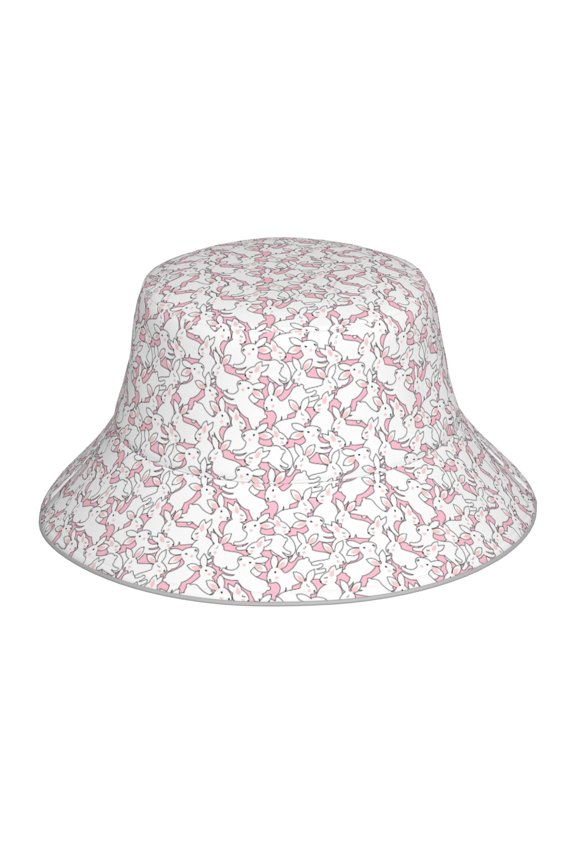 Playing Rabbit Print Men and Women Night Reflective Hat Runner Cap Visor Bucket Hat Boonie Cap