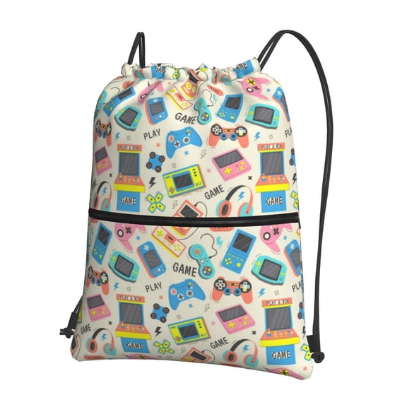 Xecao Playing Video Games for Drawstring Bags,Pull String Backpack Bags,String Bag Sackpack