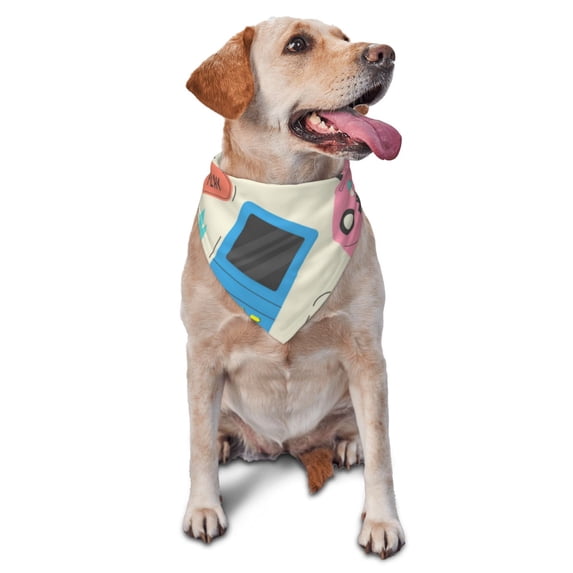 Xecao Playing Video Games for Pet Bandana - A Stylish Triangle Accessory for Small to Large Dogs, Puppies, and Cats