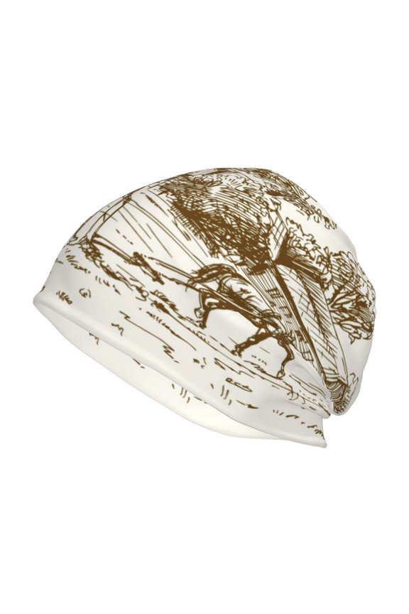 Plowed Field With Horses Print Knit Hat,Winter Beanie for Men Women, Beanie Soft Warm Ski Stocking Cuffed Cap