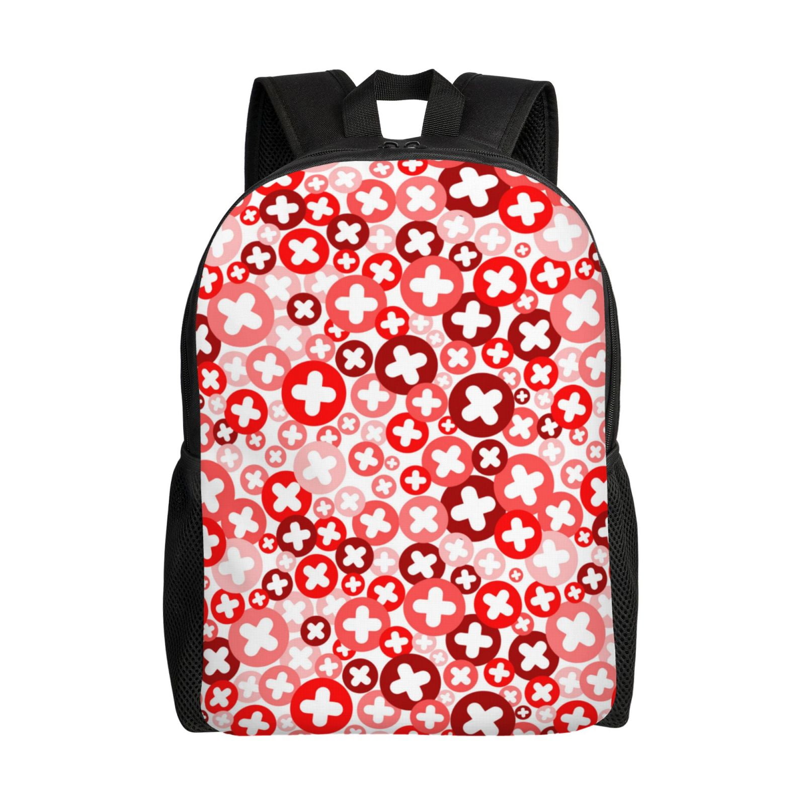 Xecao Plus Cross Print School Backpack with Laptop Compartment Small Travel Laptop Backpack for Women Men Waterproof College Backpack Simple School Bag