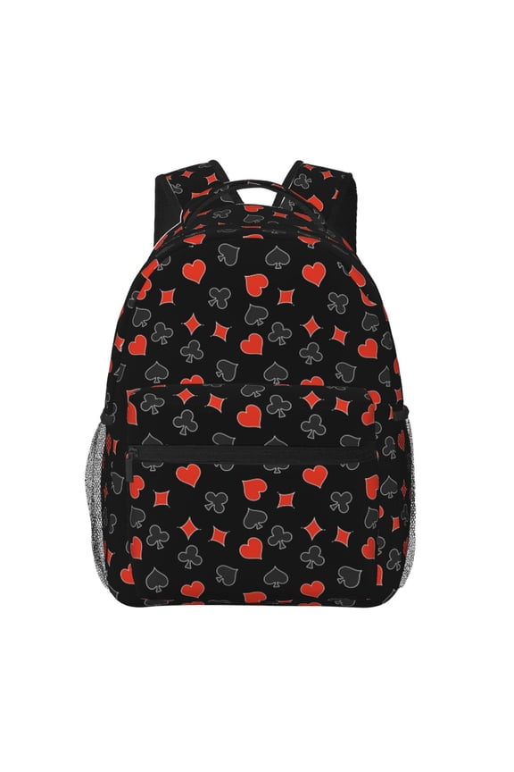 Poker Creative Symbols Backpack, a stylish and functional choice for both men and women, is the perfect basic bookbag for college, work, or travel