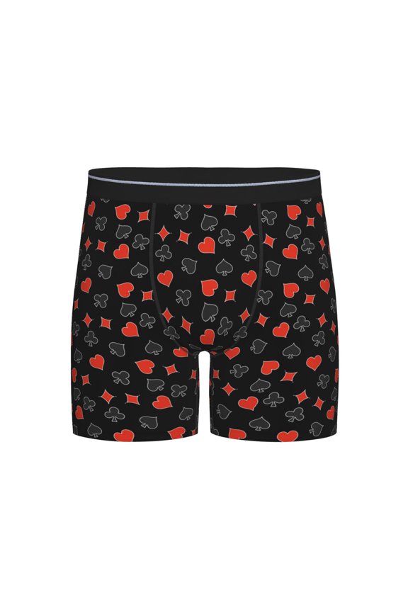 Poker Creative Symbols Print Boxer Briefs for Men's Stretch Moisture-Wicking Underwear, Mid-Rise Classics breathable fabric