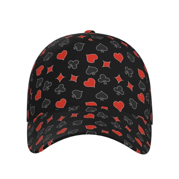 Xecao Poker Creative Symbols for Baseball Cap: Unisex, crafted from classic polyester twill fabric, featuring a soft unconstructed design