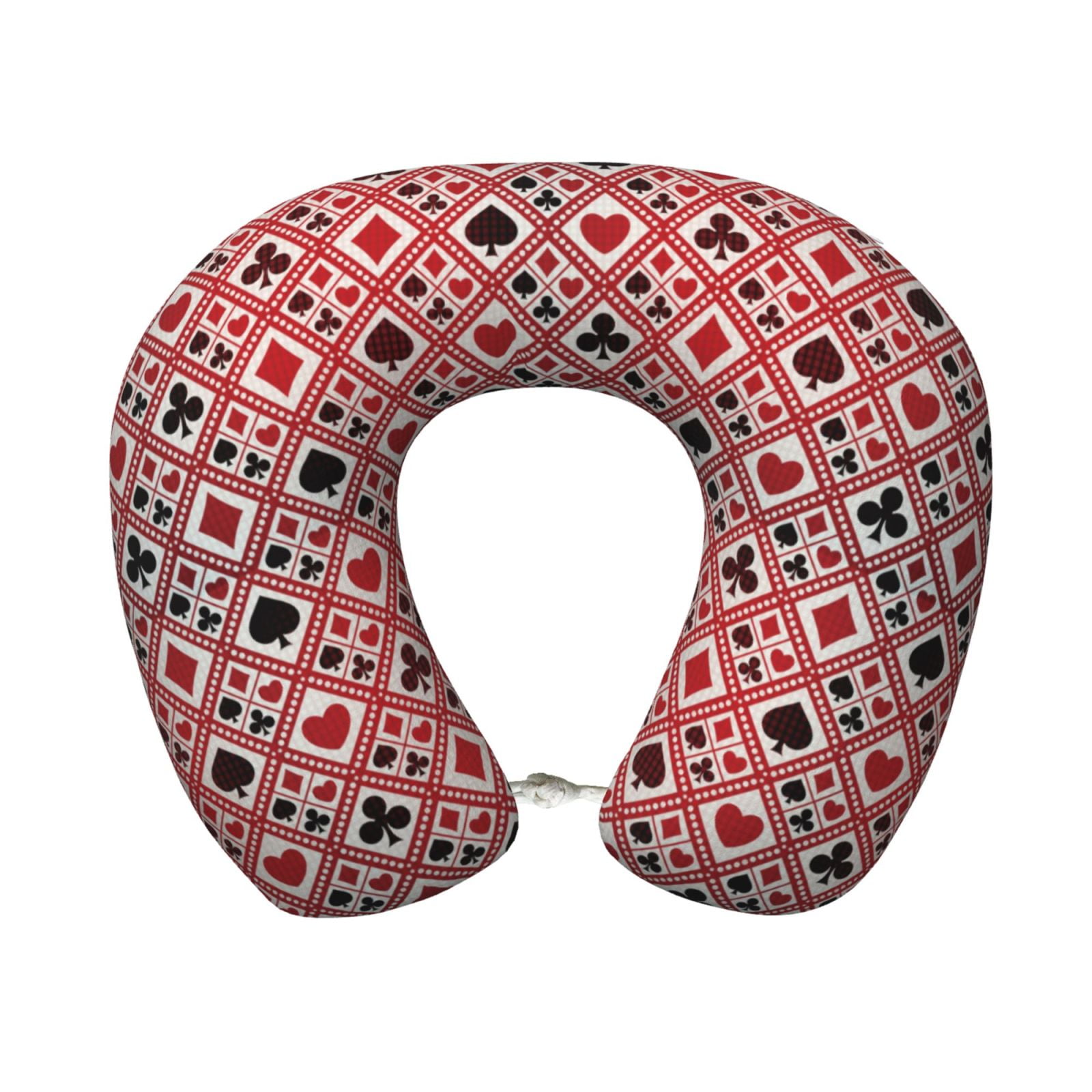 Xecao Poker Print Memory Foam Cervical Neck Pillow Versatile U-Shaped Pillows for Home,Office,Camping,Travelling,Soft Washable Cover