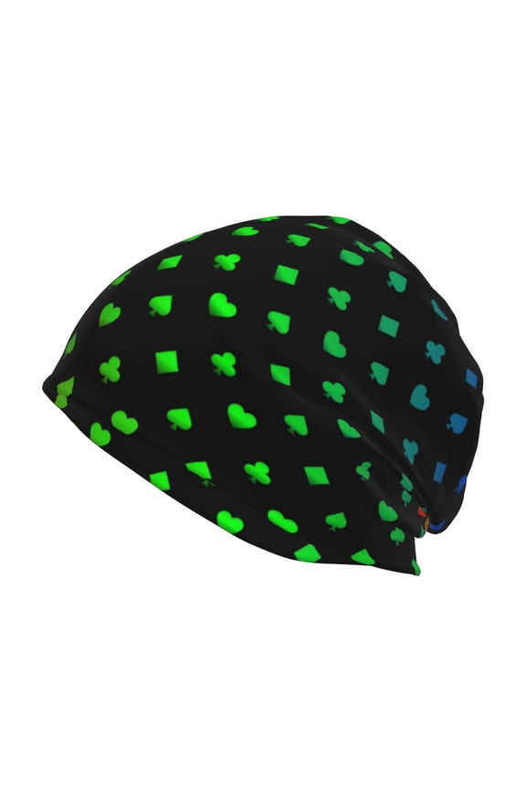 Poker Shapes Print Knit Hat,Winter Beanie for Men Women, Beanie Soft Warm Ski Stocking Cuffed Cap
