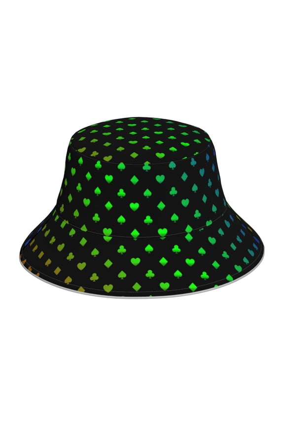 Poker Shapes Print Men and Women Night Reflective Hat Runner Cap Visor Bucket Hat Boonie Cap