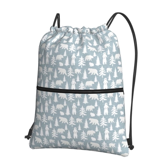 Xecao Polar Bears And Snowy Winter for Drawstring Bags,Pull String Backpack Bags,String Bag Sackpack
