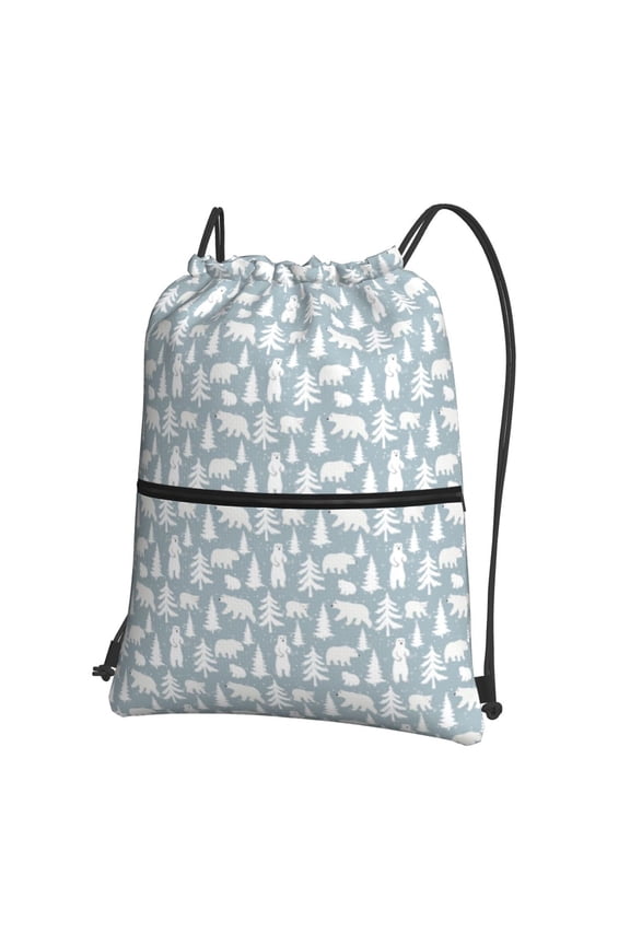 Polar Bears And Snowy Winter for Drawstring Bags,Pull String Backpack Bags,String Bag Sackpack