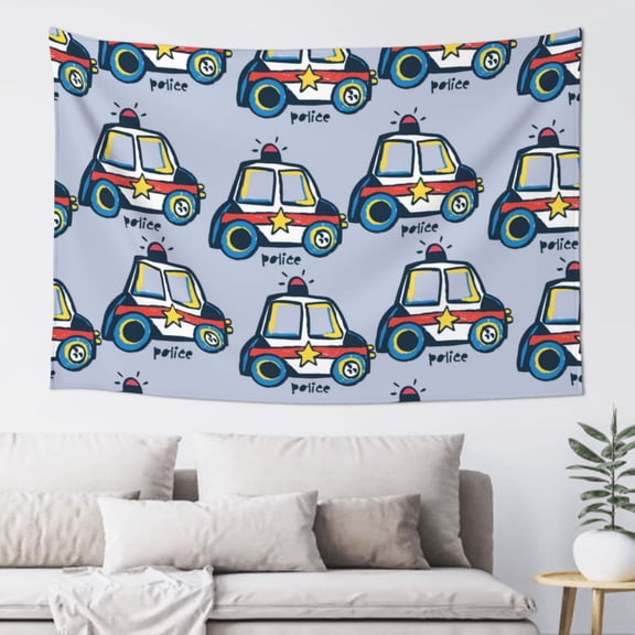 Xecao Police Car Print Tapestry, Wall Hanging Room Funny Decor, Backdrop Room Decor for Bedroom Living Room dormitory
