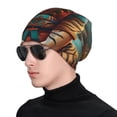 thumbnail image 1 of Xecao Pond Meditating Tiger Print Beanie Knitted Hat for Men Women, Winter Fashion Knit Cuffed Caps Unisex, 1 of 7