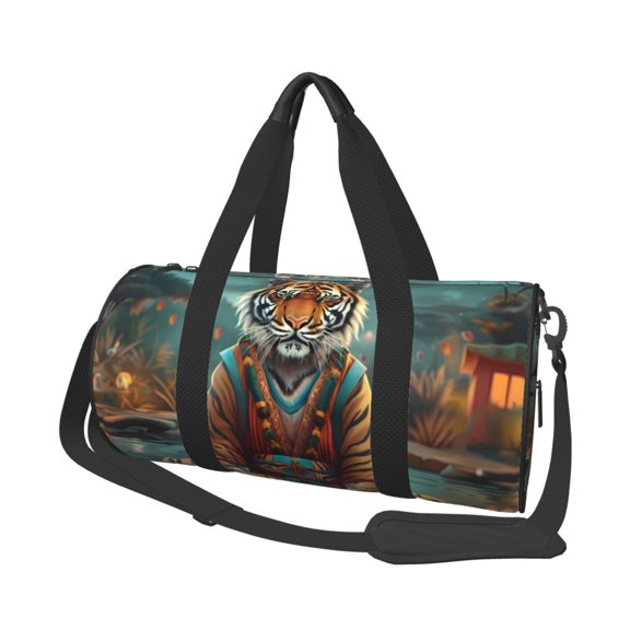 Xecao Pond Meditating Tiger Print Travel Duffle Bag, Bag Carry On Tote Bags for Women, Travel Sport Gym Bag for Men, Hospital Bag for Labor and Delivery