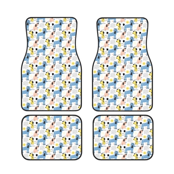 Xecao Poodle Dog Print Car Foot Mat Set of 4 Pieces Neoprene All-Weather Dust-Proof Stain-resistantCar Interior Decorative mats Non-Slip Mats