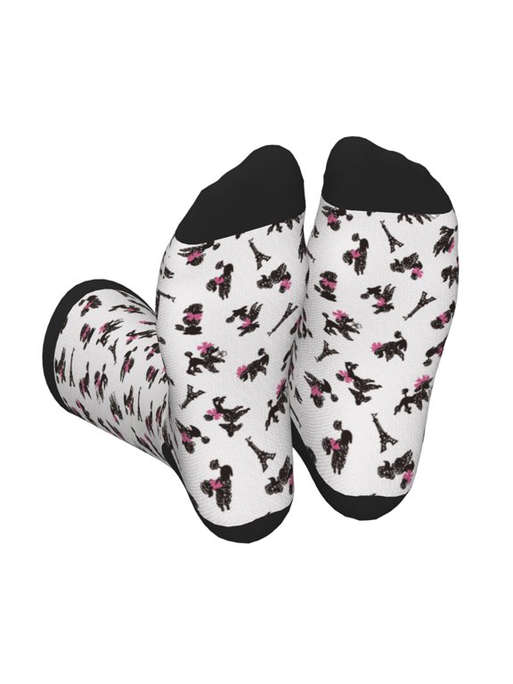 Poodle Dog Print Crew Socks for Men and Women, Men's Soft Moisture-wicking Sock