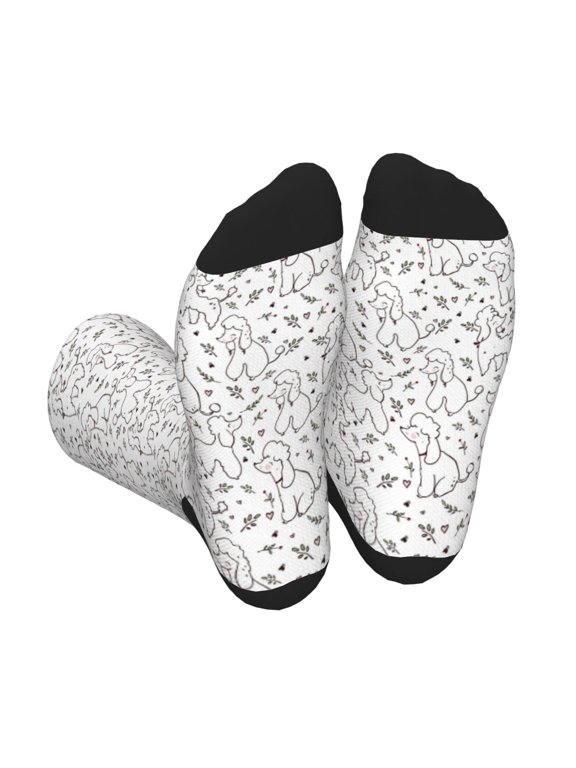 Xecao Poodle Dog Print Crew Socks for Men and Women, Men's Soft Moisture-wicking Sock