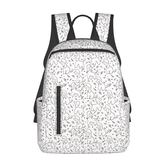 Xecao Poodle Dog print Backpack For women men Aesthetic Lightweight Travel Daypack Simple Cute Backpack For Bookbag