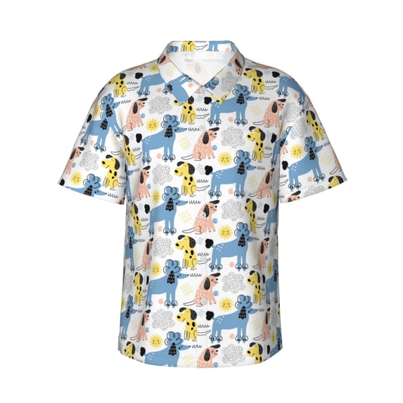 Xecao Poodle Dog print Hawaiian shirt - a stylish short-sleeve button-down for men, perfect for casual beach and tropical outings.
