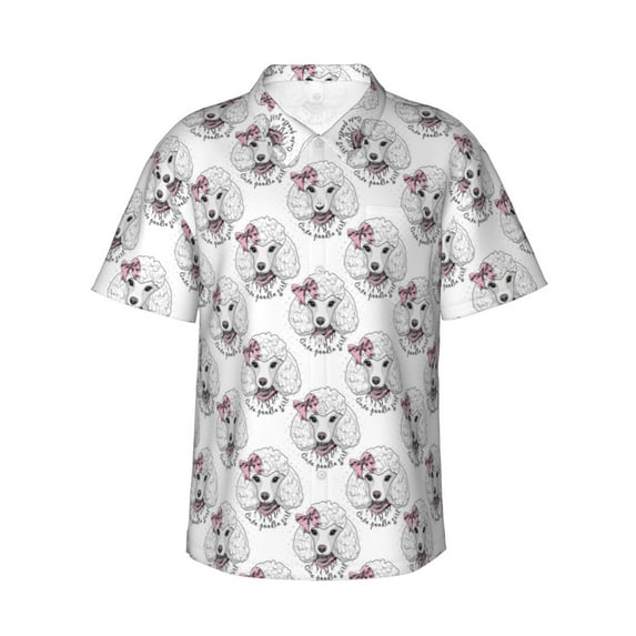 Xecao Poodle Dog print Hawaiian shirt - a stylish short-sleeve button-down for men, perfect for casual beach and tropical outings.