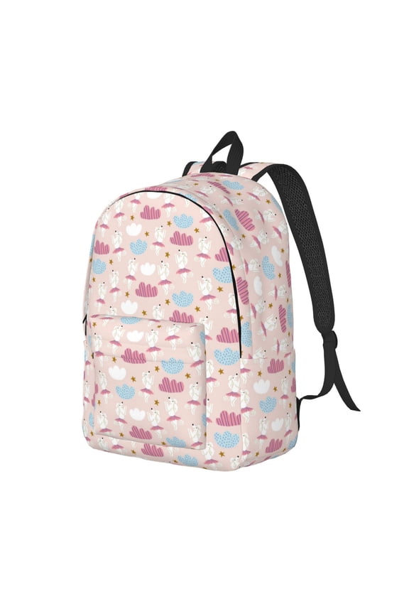 Poodle In Ballet Skirts Dancing Canvas College Laptop Backpack, a durable rucksack designed for both men and women, ideal for travel, school, and daily use-Medium