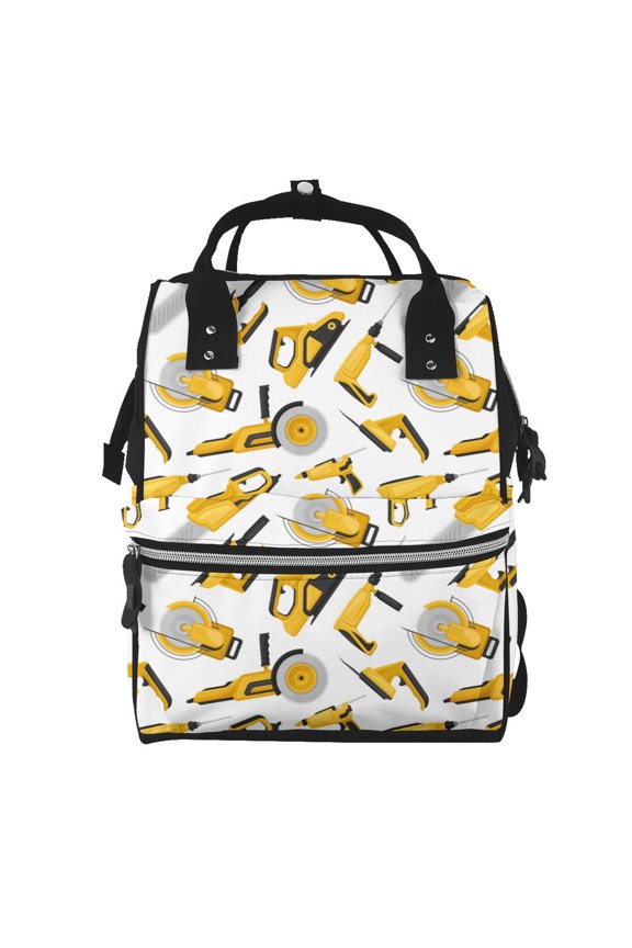 Power Tools Print Large Capacity Nappy Bag Is a Multi-Functional Waterproof Travel Backpack, Perfect as a Nursing Bag or Mummy Backpack for Women