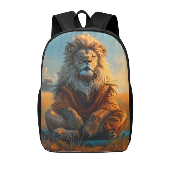 Xecao Prairie Meditating Lion print Travel Backpack, Large Computer Backpack for Men Women, College School Rucksack Book Bag