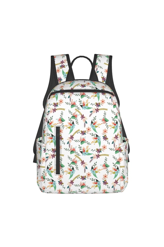 Pretty Floral With Leaves print Backpack For women men Aesthetic Lightweight Travel Daypack Simple Cute Backpack For Bookbag