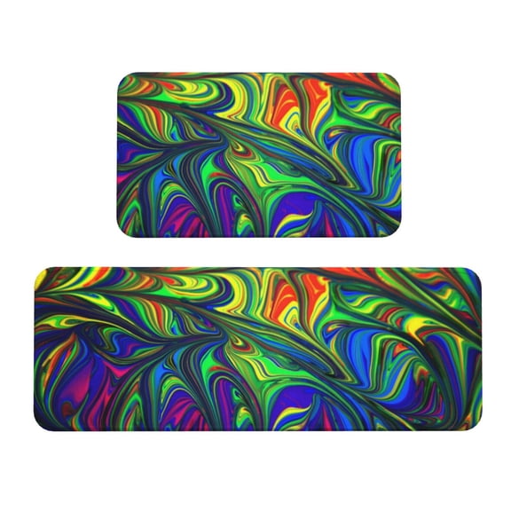 Xecao Pride Rainbow Patten Kitchen Rugs and Mats Sets,2 Pieces Non-Slip Washable Rugs, Kitchen Mat for Floor,Suit for Kitchen Decor and Accessories