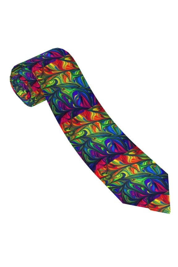 Pride Rainbow Print Tie For Men Necktie Woven Jacquard Neck Ties,Classic Men's Tie