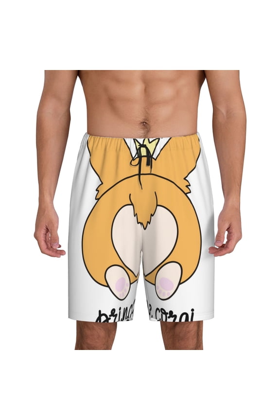 Prince Corgi Dog Print Men's Sleepwear Shorts Pajama Bottom Lounge Short nightwear with Convenient Pockets for Relaxed Home Wear-Medium