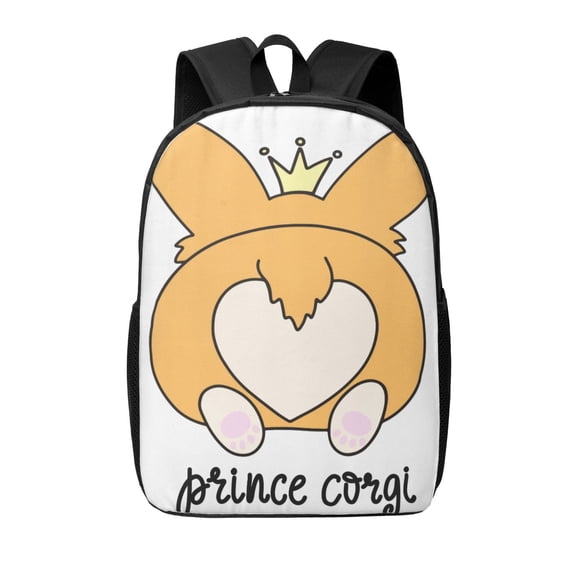 Xecao Prince Corgi Dog print Travel Backpack, Large Computer Backpack for Men Women, College School Rucksack Book Bag
