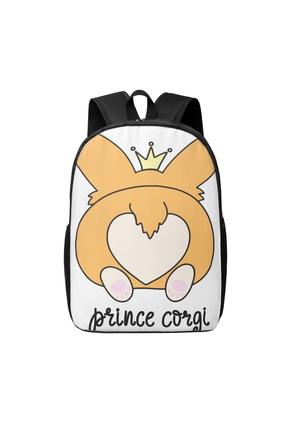 Prince Corgi Dog print Travel Backpack, Large Computer Backpack for Men Women, College School Rucksack Book Bag