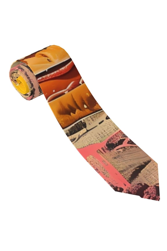 Psychedelic Band Hotdog Art Print Tie For Men Necktie Woven Jacquard Neck Ties,Classic Men's Tie