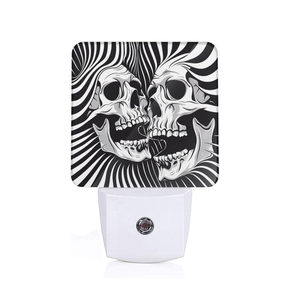Xecao Psychedelic Skull Illusion Art for Night Light - a Wall-mounted LED Fixture with A Dusk-to-dawn Sensor, Ideal for Bedrooms, Bathrooms, Hallways, and Kitchens-EU