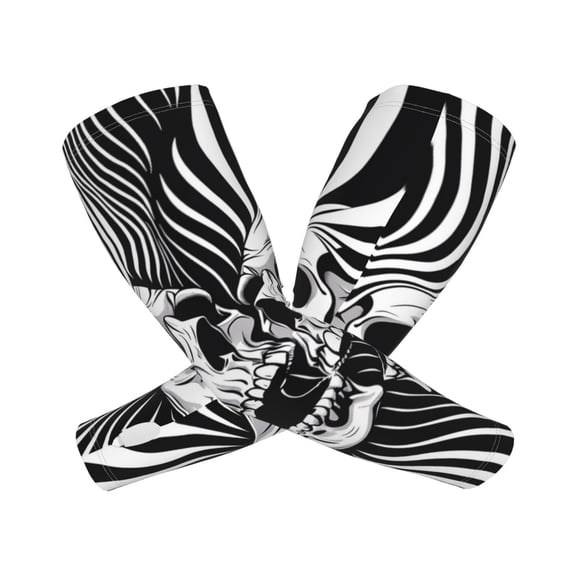 Xecao Psychedelic Skull Illusion Art Print Cooling Arm Sleeves, UPF 50 UV Sun Protection Sports Compression ,Tattoo Cover Up ,Sports Sleeve for Basketball Golf Football