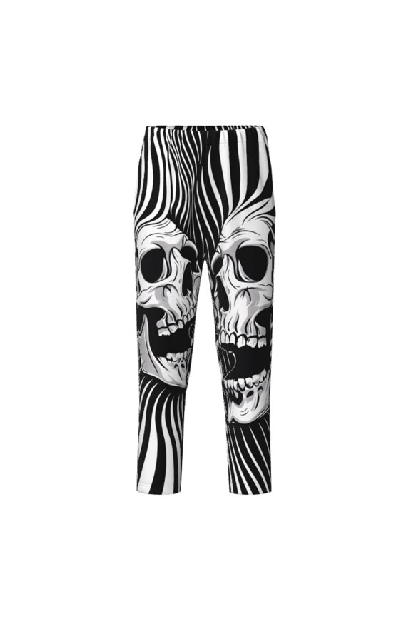 Psychedelic Skull Illusion Art Print Teenagers' Pajama Pants Long Sleep Pants Soft Elastic Waist Pajama Bottoms Elastic waist with 2 Pockets 5-16 Years-Small