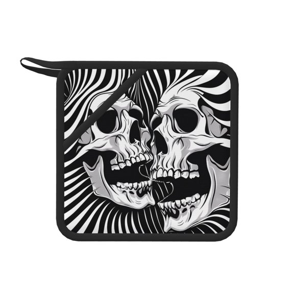 Xecao Psychedelic Skull Illusion Art for Silicone Trivet Mats - Heat Resistant Pot Holders, Multipurpose Non-Slip Hot Pads
