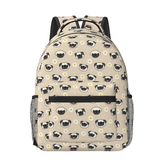 Xecao Pug Dog Face Print Casual Backpack: A Computer Backpack Ideal for Men and Women, Perfect for College, School, or Daily Travels-One Size