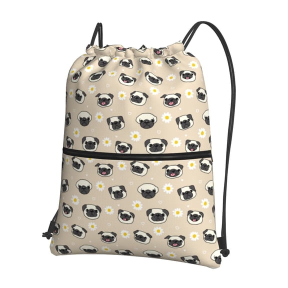 Xecao Pug Dog Face for Drawstring Bags,Pull String Backpack Bags,String Bag Sackpack