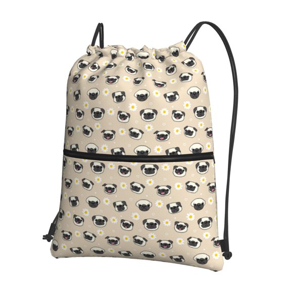 Xecao Pug Dog Face for Drawstring Bags,Pull String Backpack Bags,String Bag Sackpack
