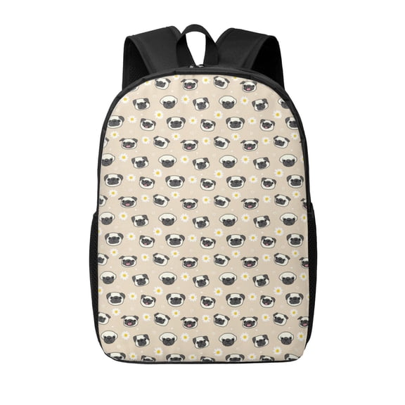 Xecao Pug Dog Face print Travel Backpack, Large Computer Backpack for Men Women, College School Rucksack Book Bag