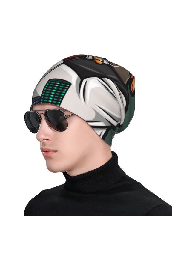 Pug Dog Print Beanie Knitted Hat for Men Women, Winter Fashion Knit Cuffed Caps Unisex