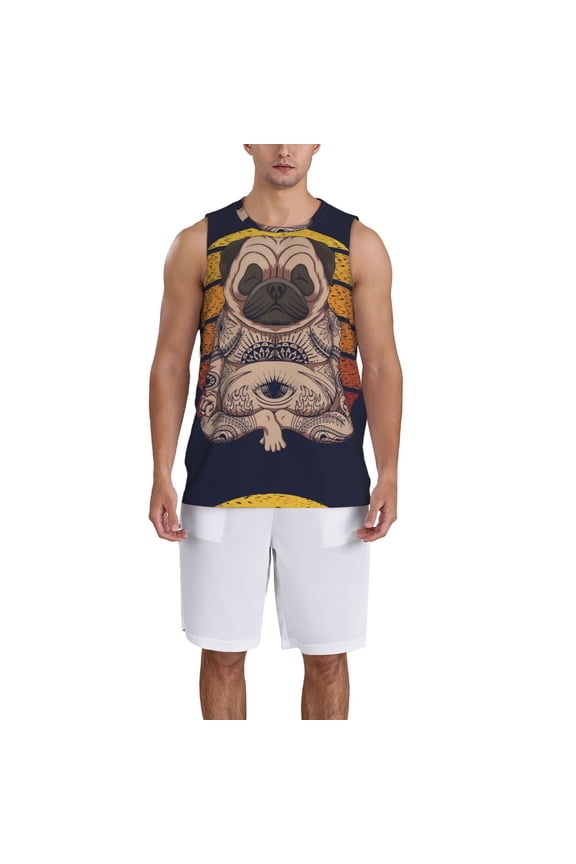 Pug dog Yoga print basketball shirt for both men and women, a unisex basketball jersey perfect for theme parties-Small
