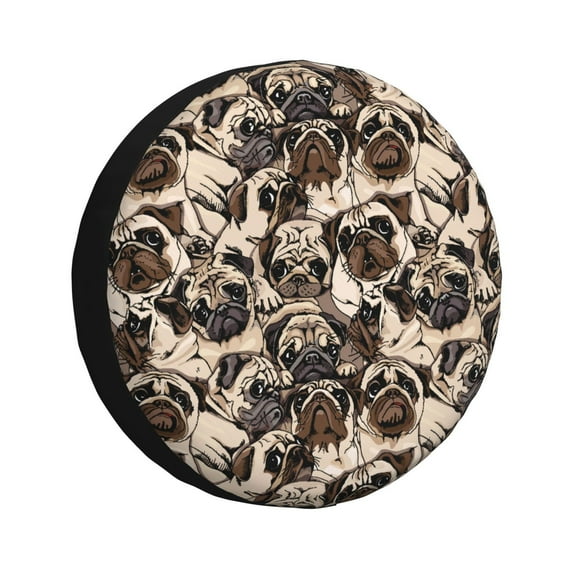 Xecao Pug for Tire Covers,Wheel Tire Cover Waterproof, Dust-Proof, And Universally Fitting for Cars,Trailers, SUVs-17 inch