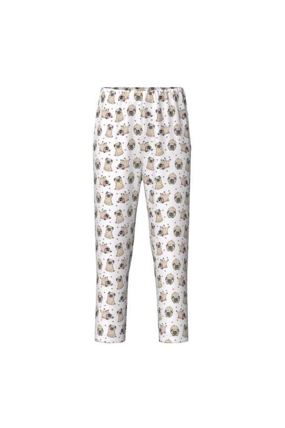 Pugs Print Teenagers' Pajama Pants Long Sleep Pants Soft Elastic Waist Pajama Bottoms Elastic waist with 2 Pockets 5-16 Years-Medium