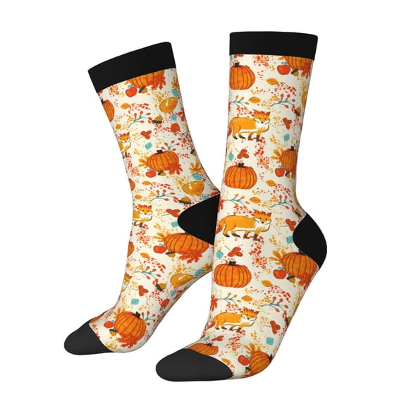 Xecao Pumpkin Fall Pears Pattern Sport Socks for Women and Men Crew Socks Sporty Calf Socks Casual Socks